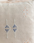 Light Beige Embroidered Moroccan "Sabra Cactus Silk" Pillow - 63