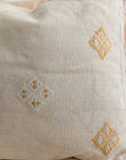 Neutral Linen Color Embroidered Moroccan "Sabra Cactus Silk" Pillow - 64