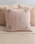Pale Pink Embroidered Moroccan "Sabra Cactus Silk" Pillow - 66