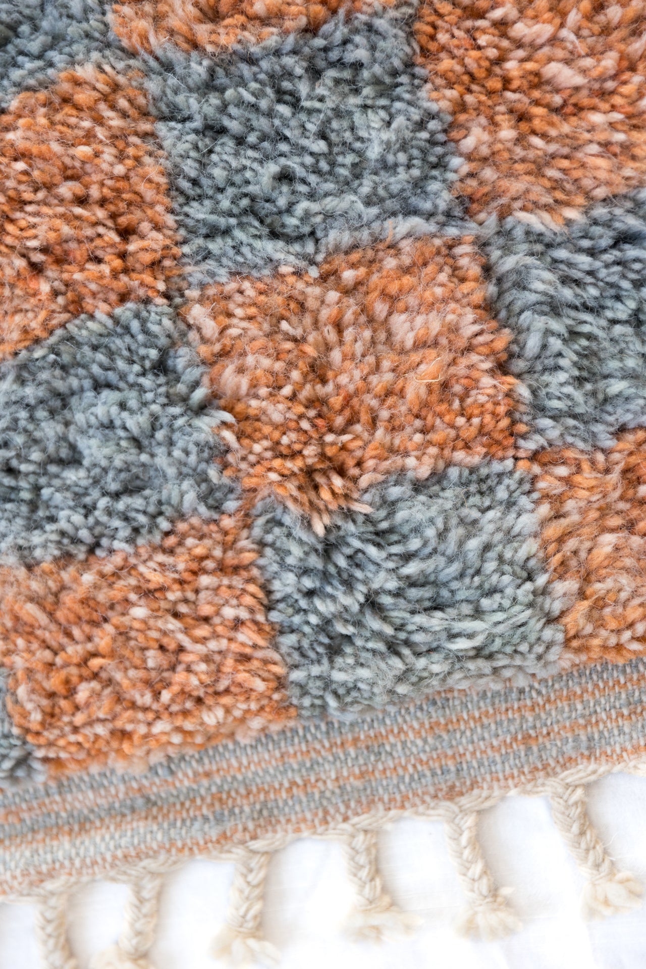 Slate & Terracotta Beni Mini Moroccan Wool Rug - 2x3 ft - OUIVE