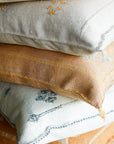 Bone white Embroidered Moroccan "Sabra Cactus Silk" Pillow - 49