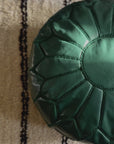 Teal - Classic Moroccan Leather Floor Pouf - 19" x 13" inches