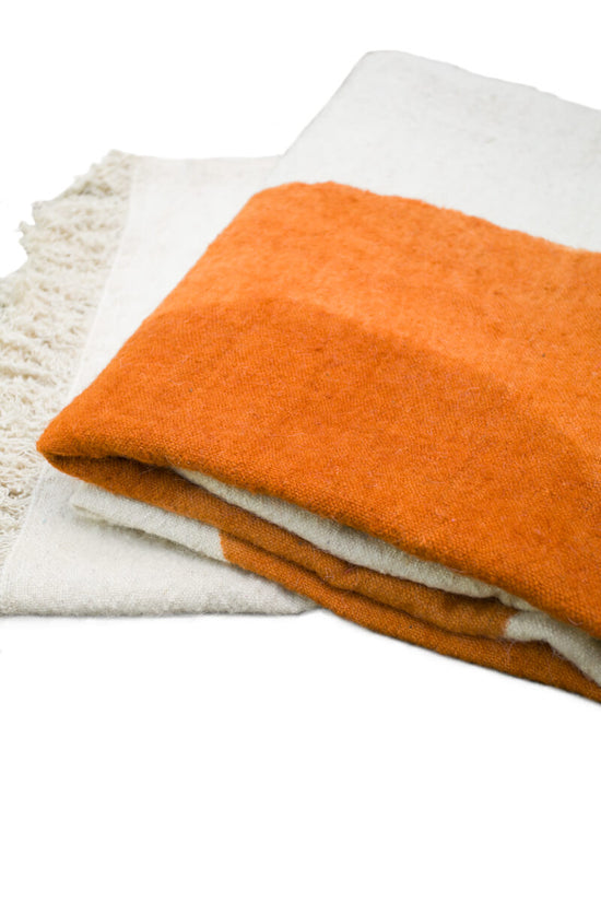 "Sunset" Handmade Bed Coverlet made from 100 Natural Handspun Wool