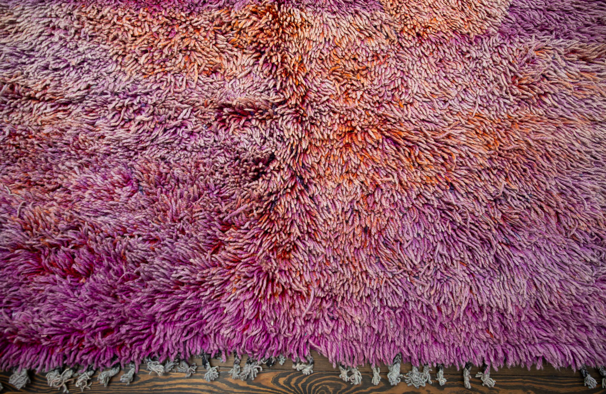 DREAM - Reversible Shag Purple Ombre Vintage Beni Mguild Moroccan Rug - 8&#39;6&quot; x 6&#39;4&quot;