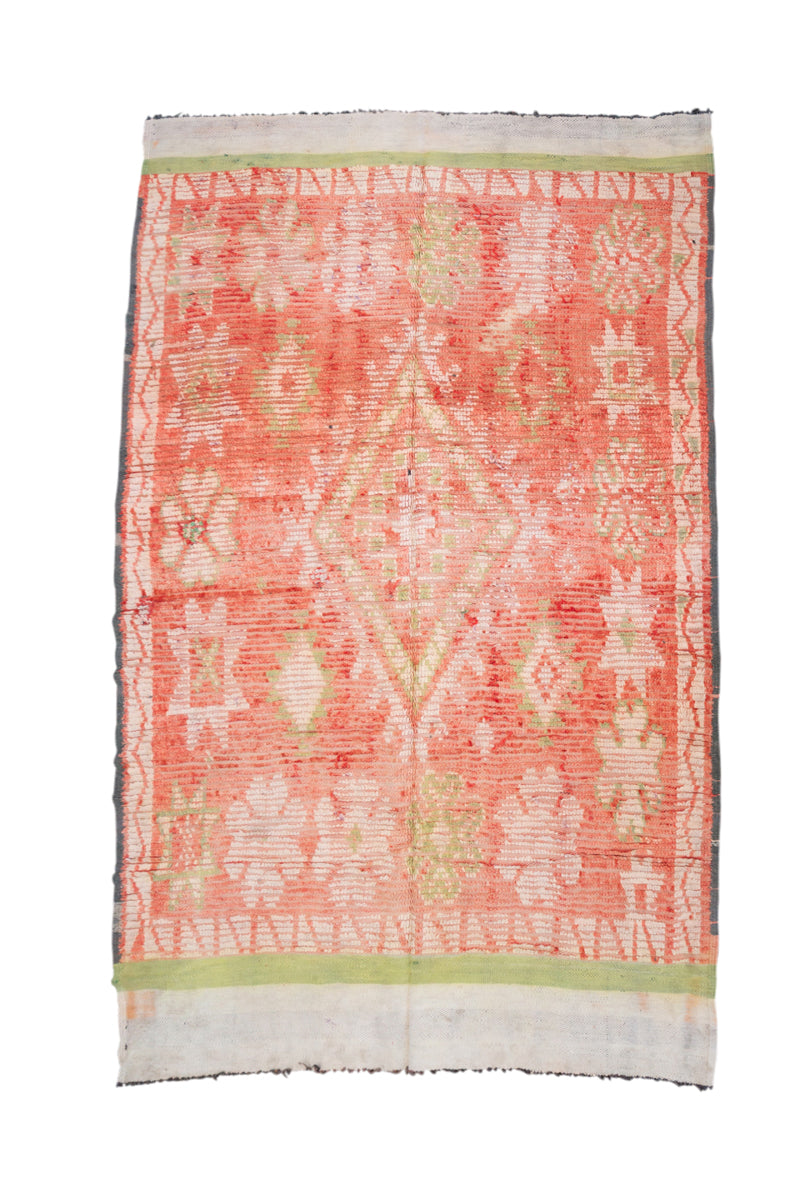 Salmon &amp; Pistachio Vintage Zemmour Moroccan Rug - 8&#39;3&quot; x 4&#39;11 -5&#39;3