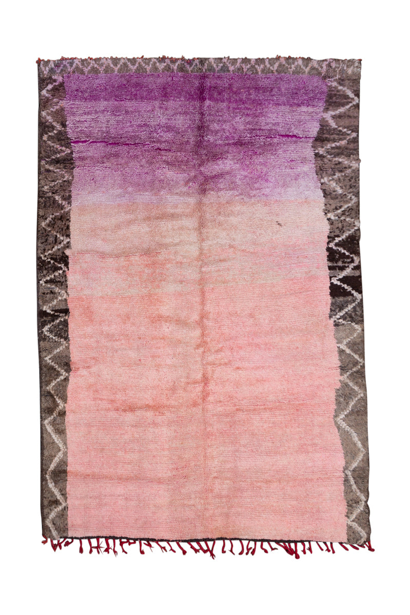 Purple + Blush Ombre Vintage Beni Mguild Moroccan Rug - 6&#39;9&quot; x 5&#39;9&quot;