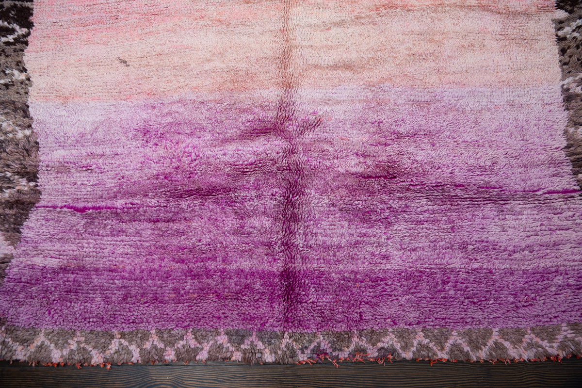 Purple + Blush Ombre Vintage Beni Mguild Moroccan Rug - 6&#39;9&quot; x 5&#39;9&quot;