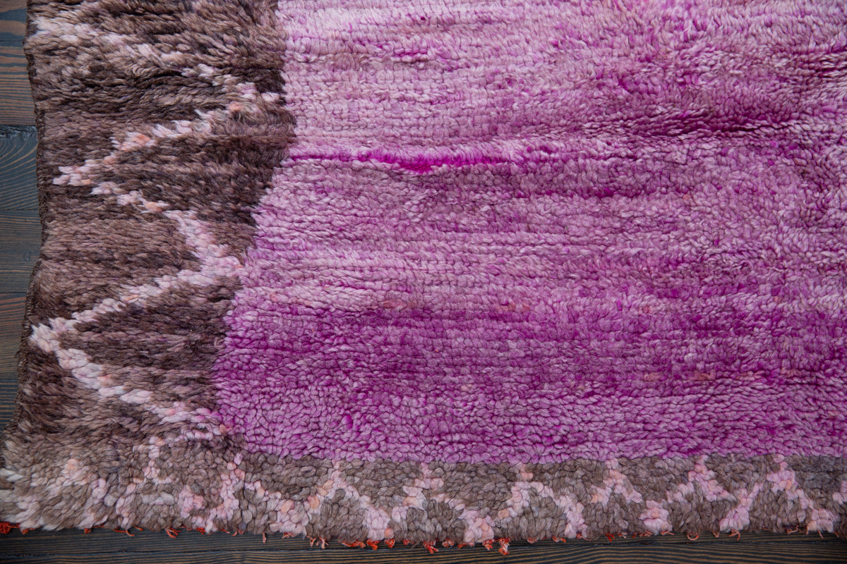 Purple + Blush Ombre Vintage Beni Mguild Moroccan Rug - 6&#39;9&quot; x 5&#39;9&quot;