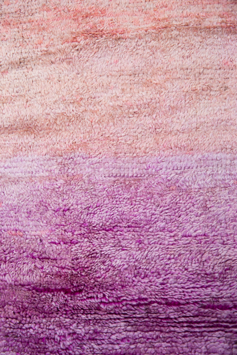 Purple + Blush Ombre Vintage Beni Mguild Moroccan Rug - 6&#39;9&quot; x 5&#39;9&quot;