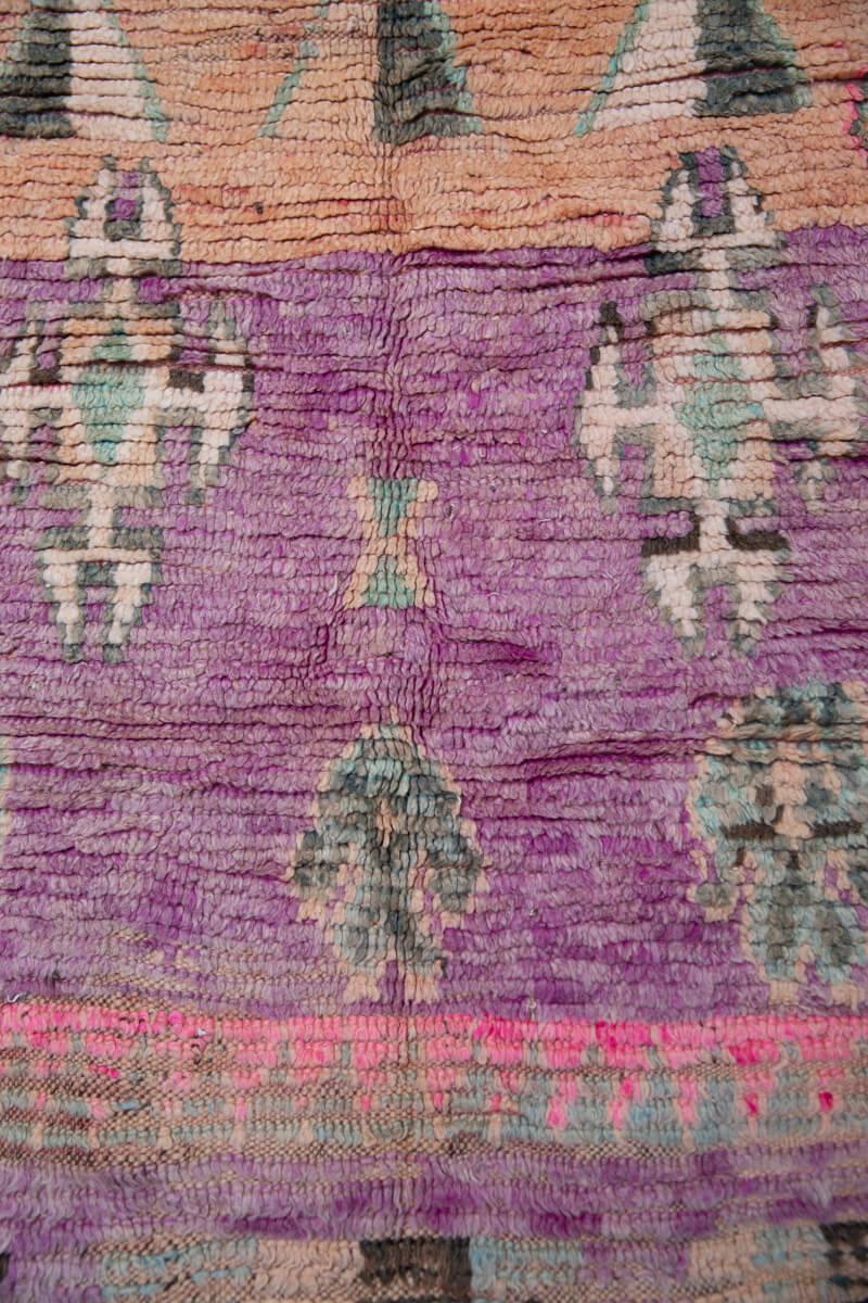 Peach &amp; Purple Vintage Moroccan Runner Rug - 7&#39;4&quot; x 3&#39;