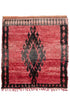 LION'S PAW - Red and Black Vintage Boujaad Moroccan Rug - 6'8" x 6'6"