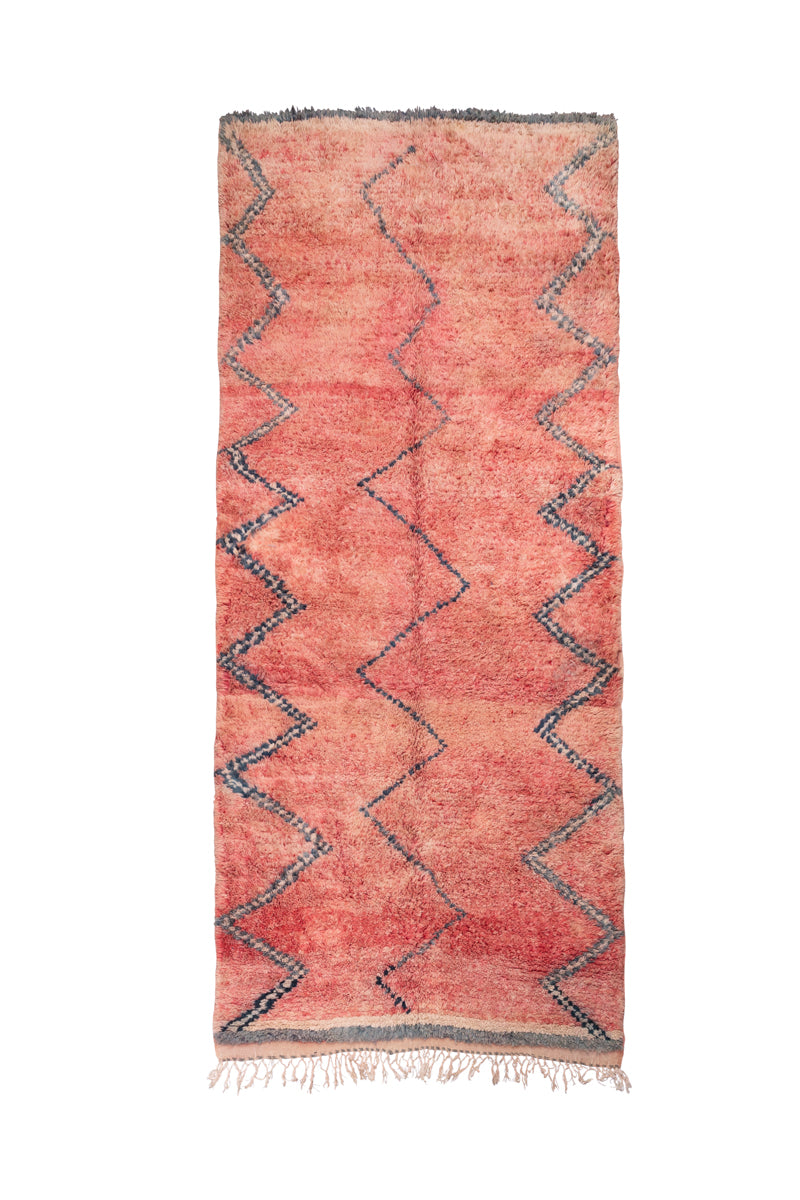 Salmon Pink Vintage Moroccan Runner Moroccan Rug - 10 x 4&#39;3 ft