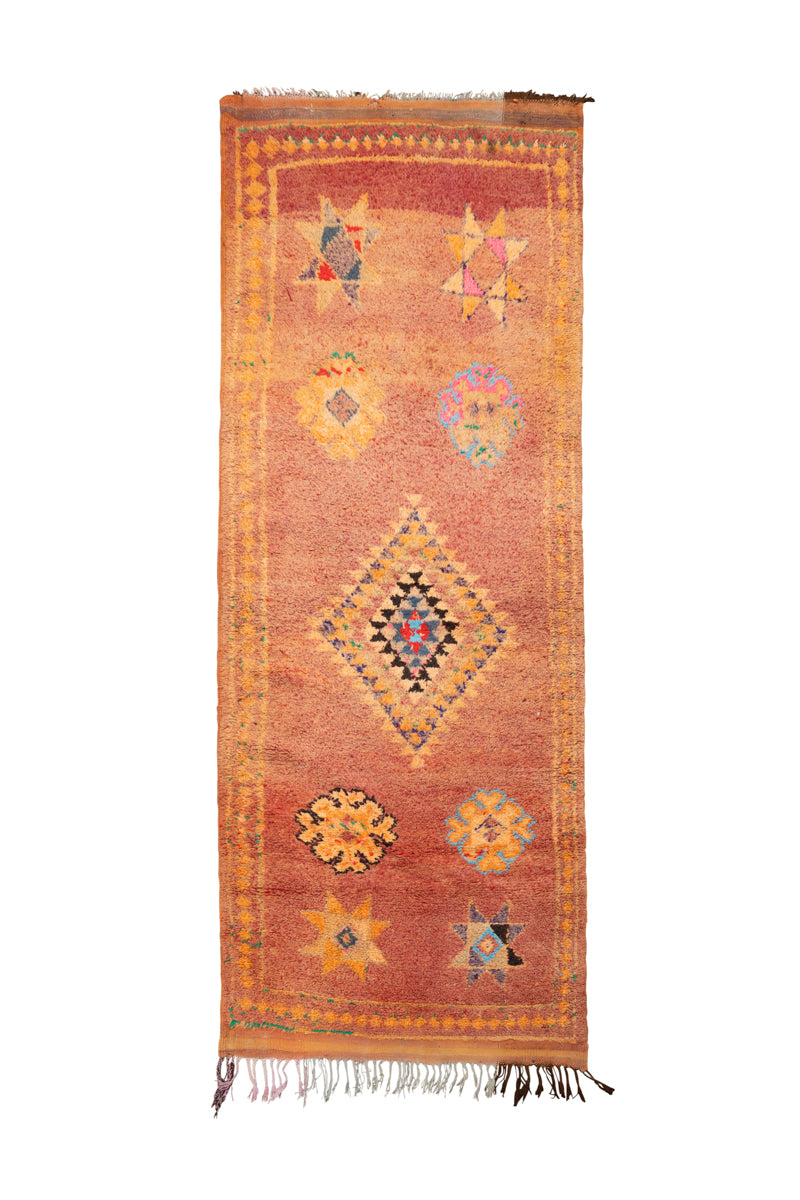 APRICOT WINE - Vintage Boujaad Moroccan Runner Rug - 8&#39;8 X 3&#39;3&quot;