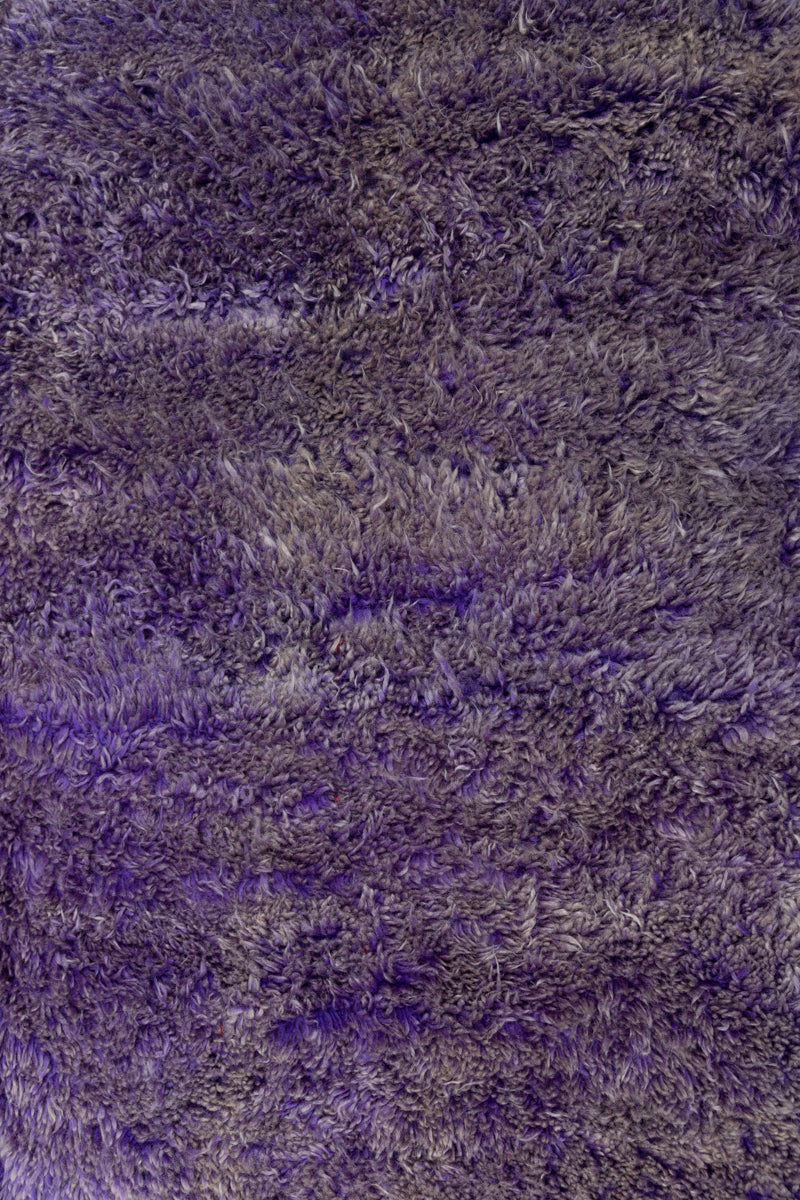 SHIMMER Silver Violet Vintage Shag Beni Mguild Moroccan Rug - 8&#39;4 x 5&#39;4