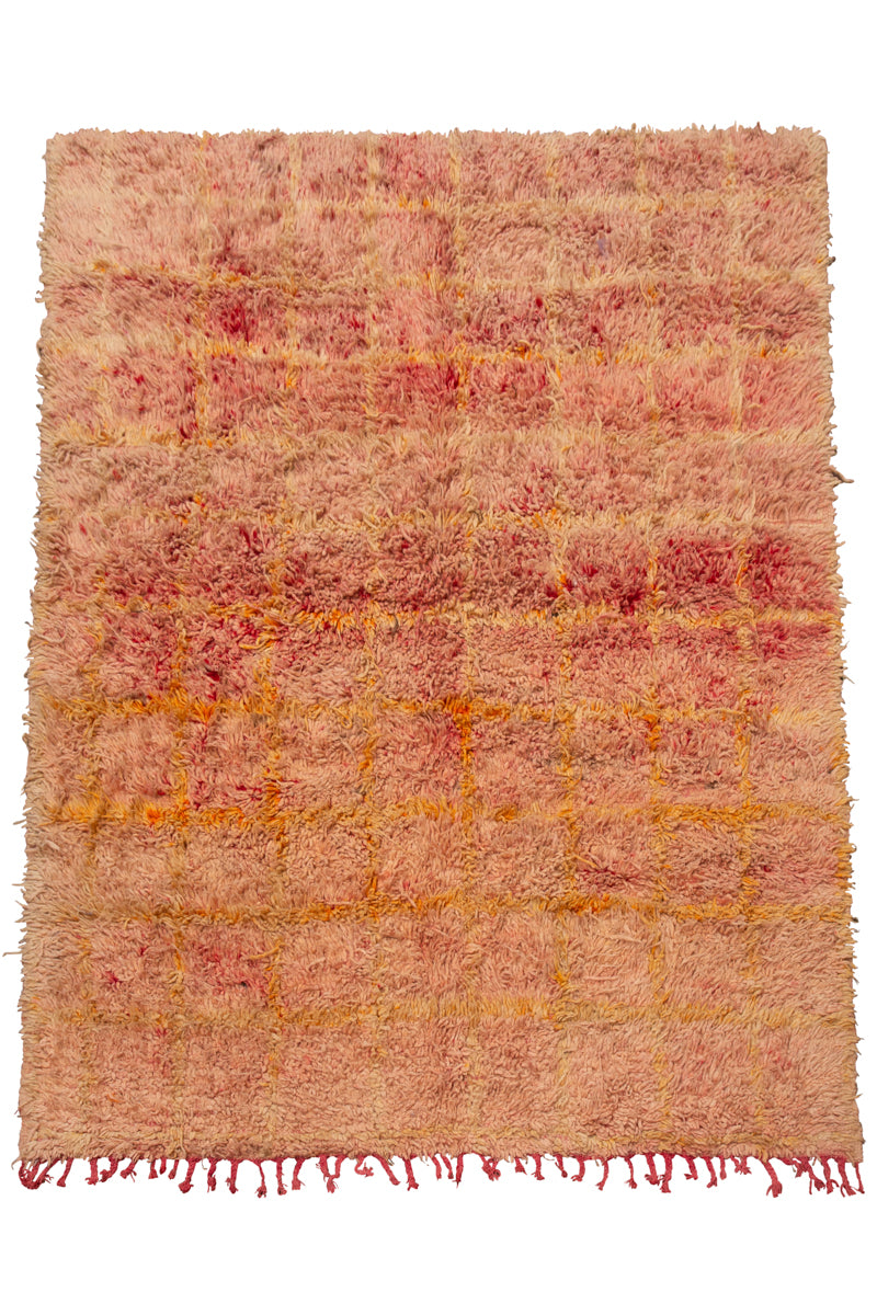 MANHATTANHENGE Peach Vintage Shag Beni Mguild Moroccan Rug - 7'8 x 6'2