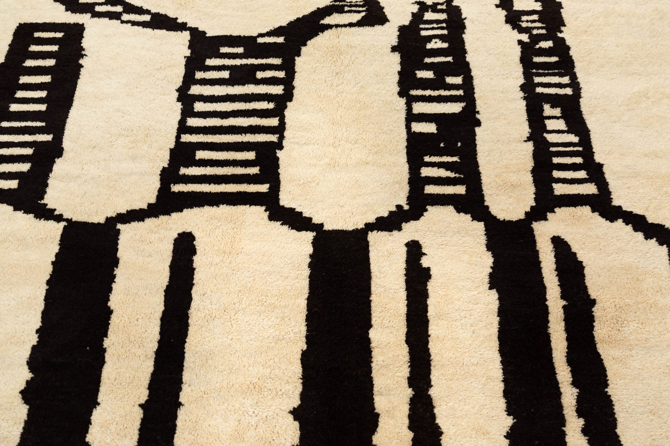 RORSCHACH Cream and Black Moroccan Area Rug - 10&#39;4 x 8&#39;