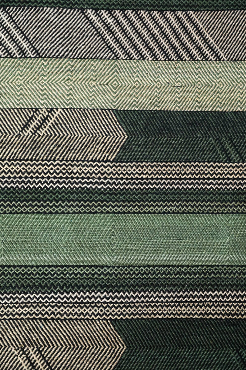 Unique Green Striped Zanafi Moroccan Wool Kilim Rug - 5&#39;7&quot; x 3&#39;7&quot; ft