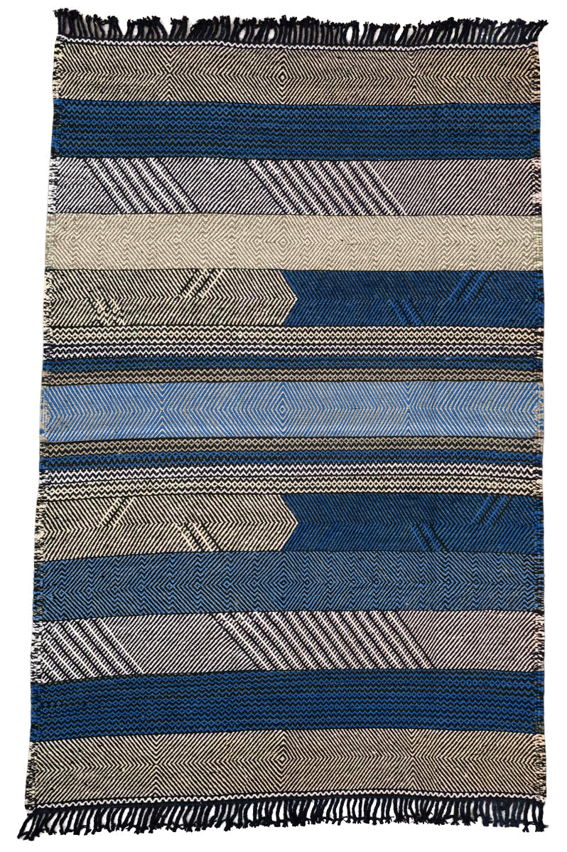 Striped Chadoui Zanafi - Indigo - Flatweave Moroccan Rug (Made-to-order)