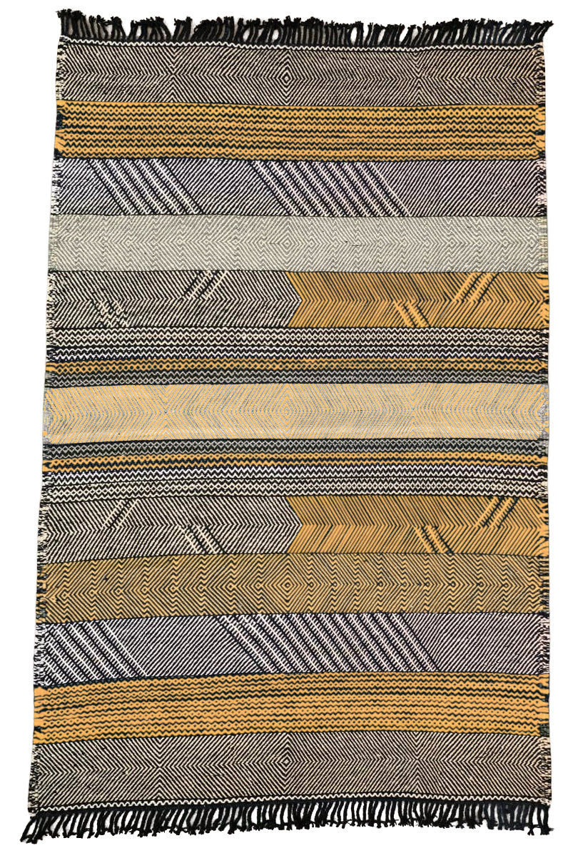 Striped Chadoui Zanafi - Gold - Flatweave Moroccan Rug