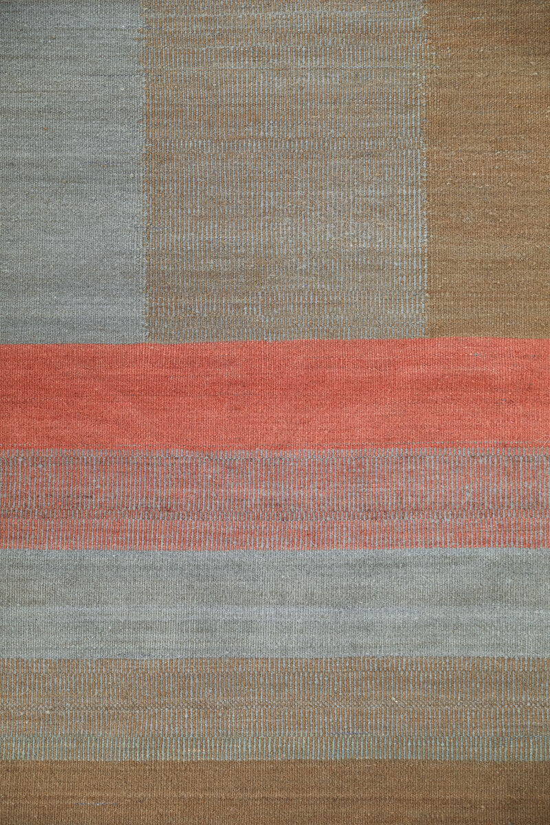 EARLY RISER- Flatweave Wool Moroccan Kilim-Chambray Blue, Olive Green and Dusty Rose - 3&#39;8&quot; x 2&#39;6&quot;