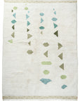 Overhead full size view of Green and white Moroccan Wool Rug