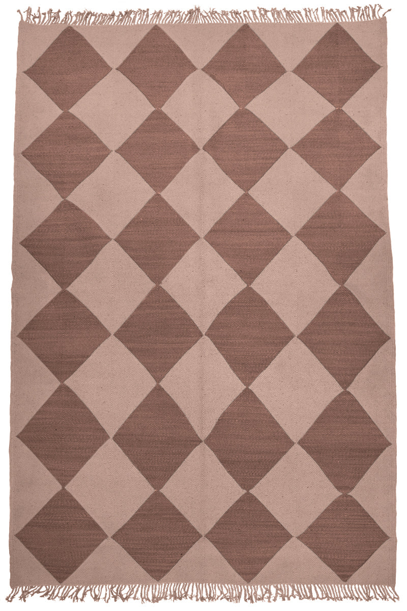 DIAMOND Made-to-order Rust and Redwood Checker Zanafi Moroccan Wool Rug