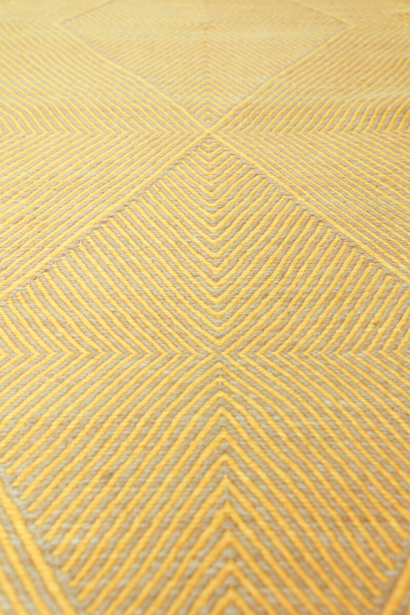 Yellow and Sand Flatweave Zanafi Moroccan Wool Runner - 2.5 x 8&#39;