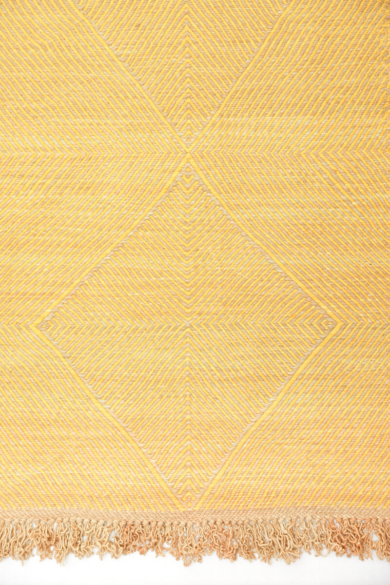 Yellow and Sand Flatweave Zanafi Moroccan Wool Runner - 2.5 x 8&#39;
