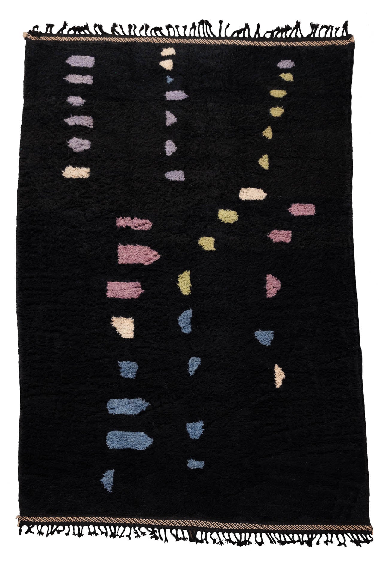 BLOOM Black + Multicolor Dots Moroccan Wool Rug - 10'2" x 6'7"