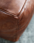 Toffee Hand-made natural leather pouf cube