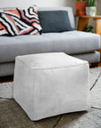 Toffee Hand-made natural leather pouf cube