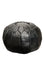 Black Natural Genuine Leather Round Floor Pouf - 22" x 14" inches