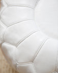 White Round Genuine Leather Floor Pouf - 22"x14"inches