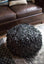 Shag Leather Ottoman Handmade in Morocco - Round - 18" x 10" inch
