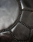 Leather Meditation Zafu / Mini Pouf / Floor seat cushion - Black