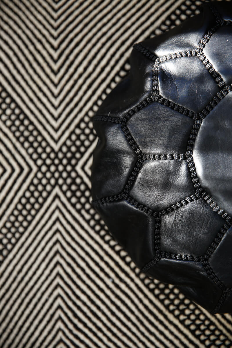 Leather Meditation Zafu / Mini Pouf / Floor seat cushion - Black