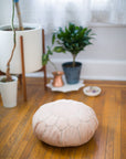 Leather Meditation Zafu / Mini Pouf / Floor seat cushion - Light Natural