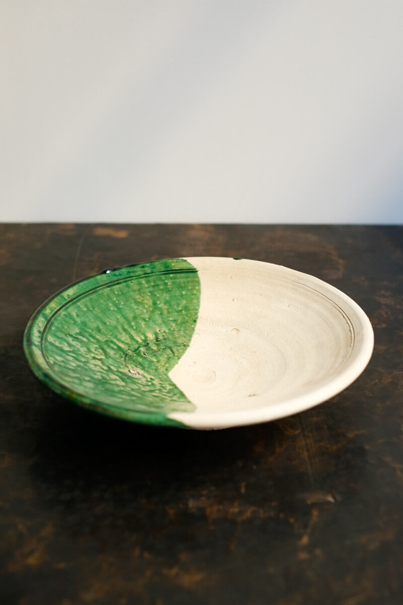 Half-Dipped Green Tamegroute Moroccan Platter