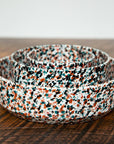 Set of 3 - Chabi Chic Handmade Ceramic Splatter Paint Nesting Bows - Multicolor Teal