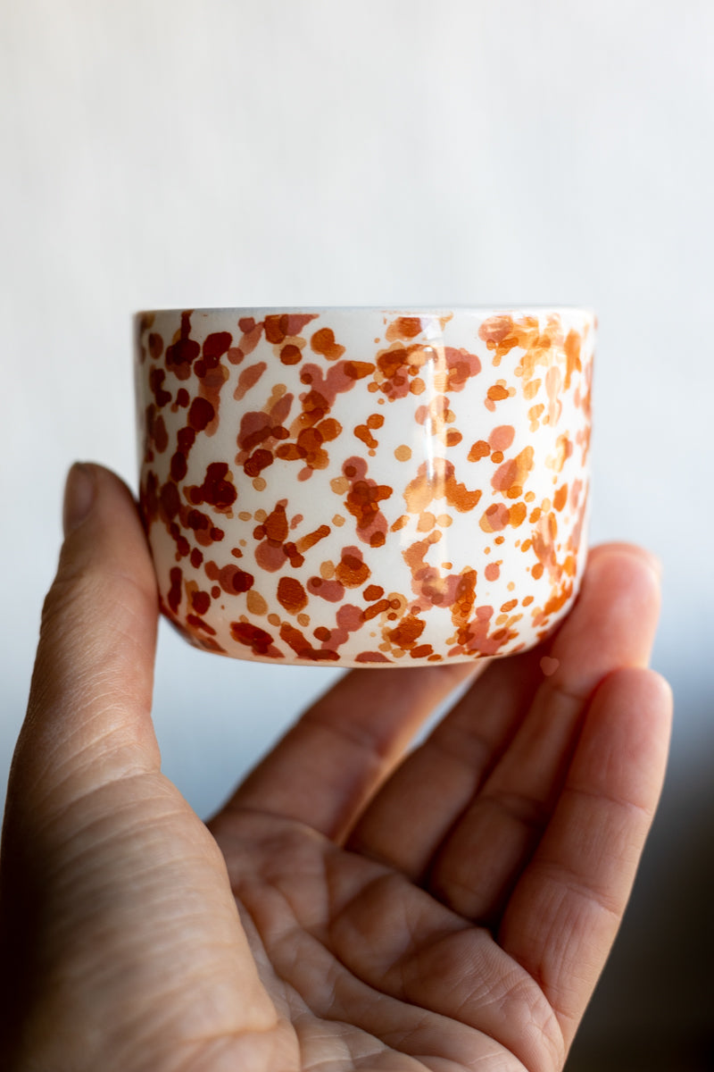 Set of 2 - Chabi Chic Handmade Splatter Painted Ceramic Cups - Rust/Terracotta - Avail. in 4 oz &amp; 8oz