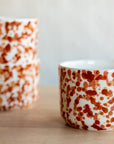 Set of 2 - Chabi Chic Handmade Splatter Painted Ceramic Cups - Rust/Terracotta - Avail. in 4 oz & 8oz