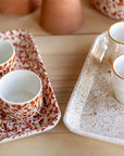 Set of 2 - Chabi Chic Handmade Splatter Painted Ceramic Cups - Rust/Terracotta - Avail. in 4 oz & 8oz