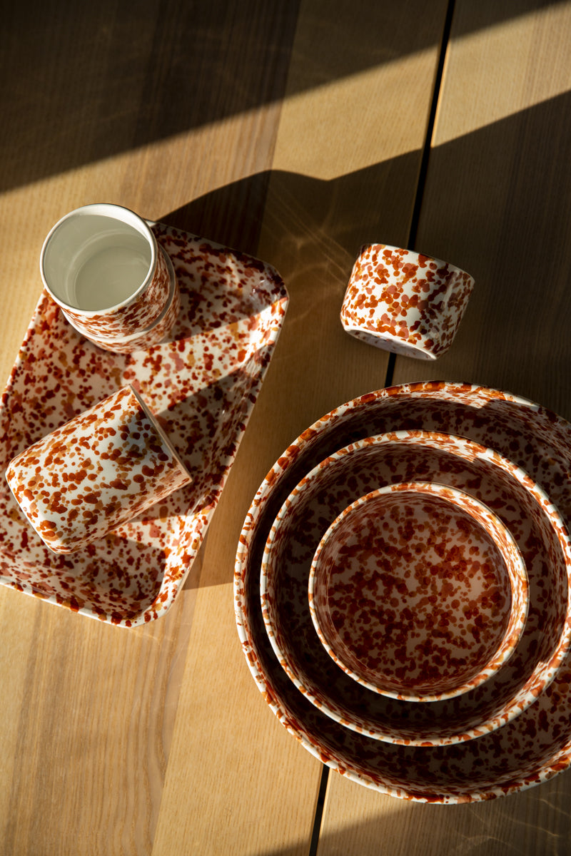 Set of 2 - Chabi Chic Handmade Splatter Painted Ceramic Cups - Rust/Terracotta - Avail. in 4 oz &amp; 8oz