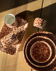 Set of 2 - Chabi Chic Handmade Splatter Painted Ceramic Cups - Rust/Terracotta - Avail. in 4 oz & 8oz