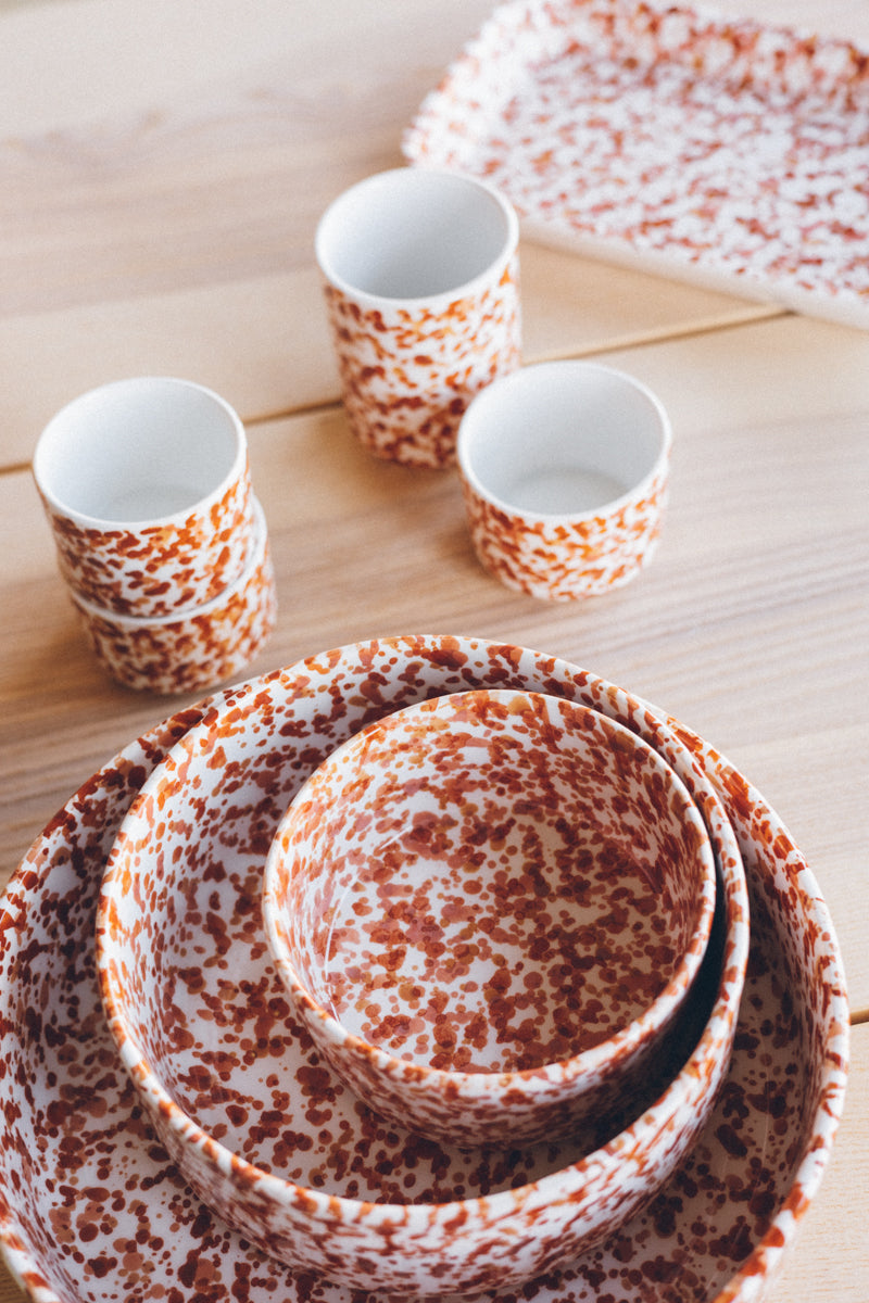 Set of 2 - Chabi Chic Handmade Splatter Painted Ceramic Cups - Rust/Terracotta - Avail. in 4 oz &amp; 8oz