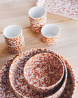 Set of 2 - Chabi Chic Handmade Splatter Painted Ceramic Cups - Rust/Terracotta - Avail. in 4 oz & 8oz