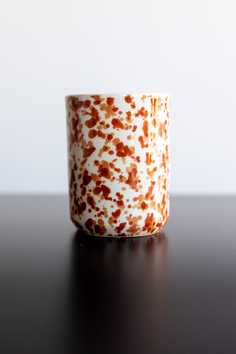 Set of 2 - Chabi Chic Handmade Splatter Painted Ceramic Cups - Rust/Terracotta - Avail. in 4 oz &amp; 8oz