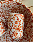 Set of 2 - Chabi Chic Handmade Splatter Painted Ceramic Cups - Rust/Terracotta - Avail. in 4 oz & 8oz