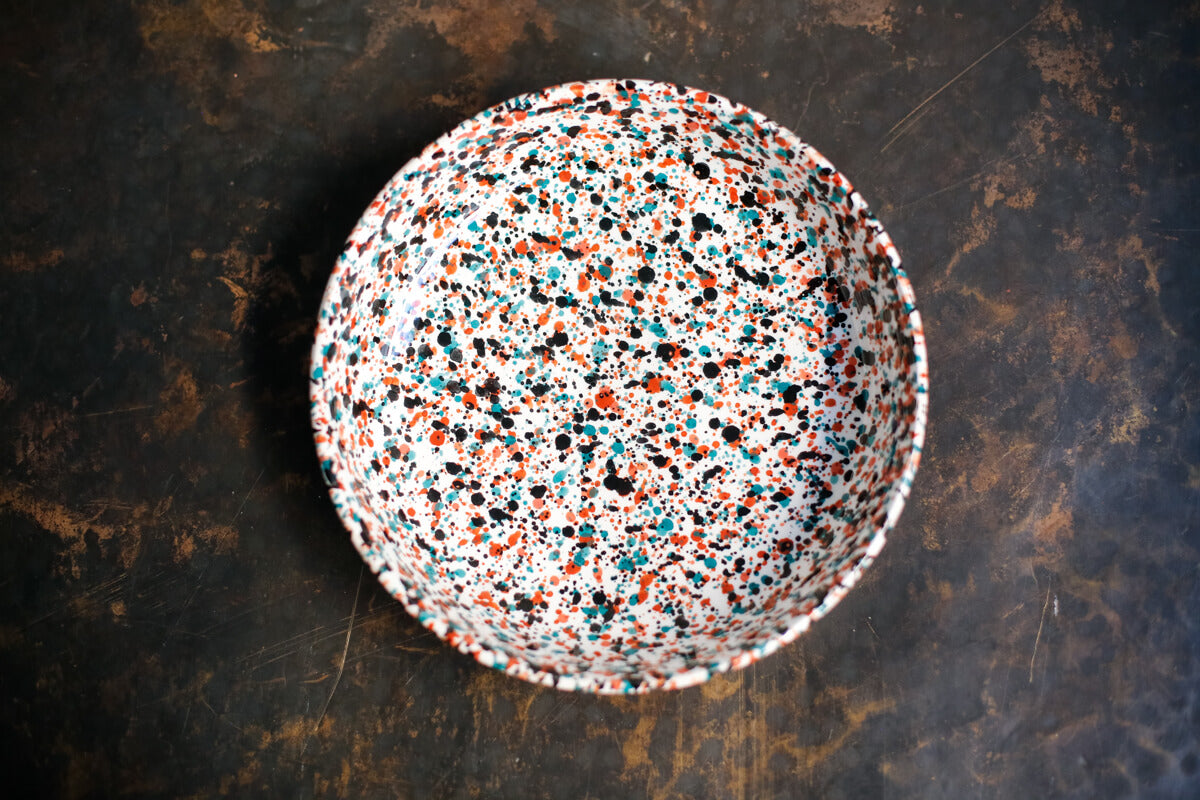 Set of 4 - Chabi Chic Granito Handmade Ceramic Splatter Painted Deep-Dish Plates