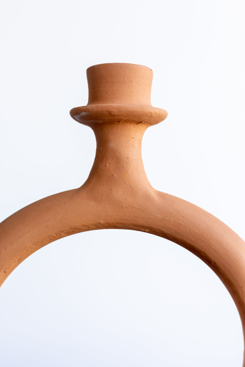 Raw Terracotta Clay Ring Candlestick - Chabi Chic